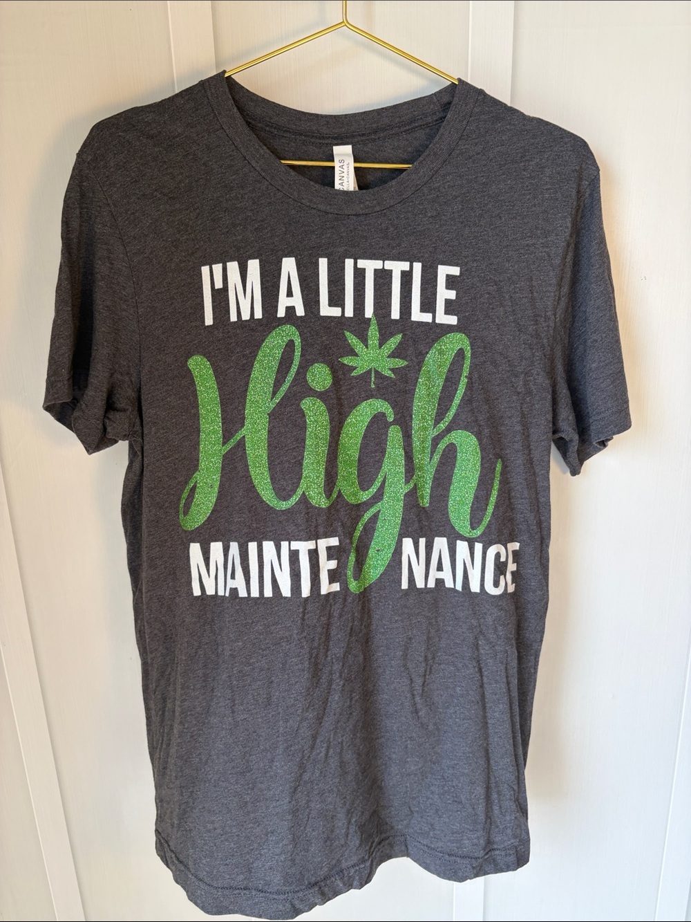 Women’s Charcoal Graphic Tee - Green "High" Maintenance
